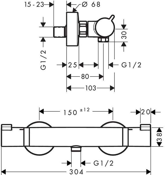 Термостатический смеситель для душа hansgrohe Ecostat Comfort хром 13116000