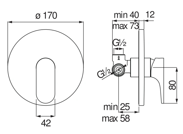 Смеситель для душа Giulini G. YO внешняя и скрытая часть YO126108CR