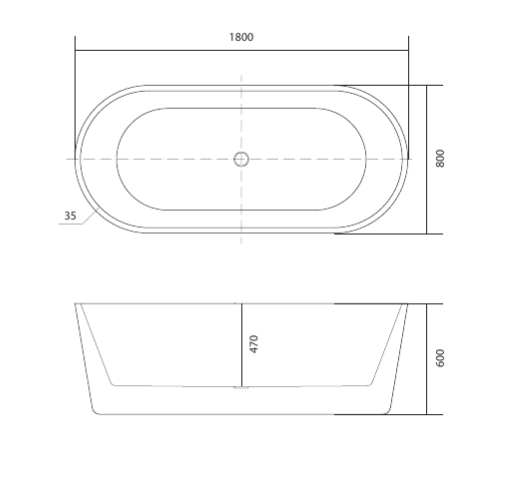 Ванна акриловая отдельностоящая Aquanet ОВО 1800x800x600 мм со сливом и ножками AQ-99880