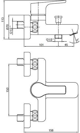 Смеситель для ванны VitrA Luna 102102450EX