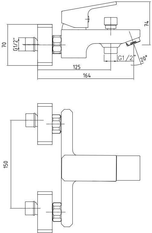 Смеситель для ванны TRES TIERA черный хром 103502469EX