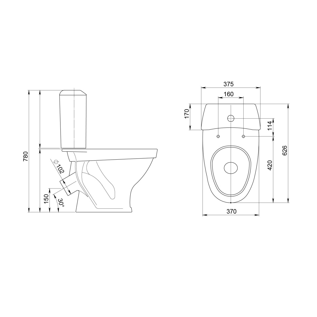 Унитаз-компакт Sanita Вест белый сиденье полипропилен косой выпуск 1.P201.8.S00.00B.F