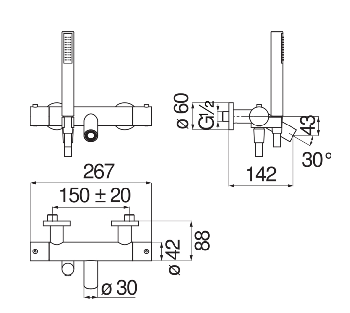 Смеситель термостатический для ванны Nobili Velis красное золото VE125010/1RCP