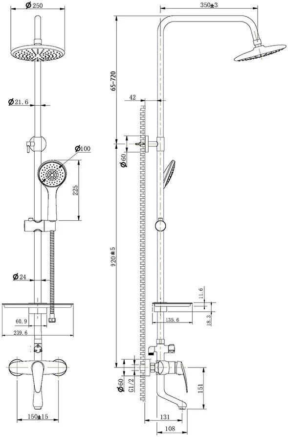 Смеситель для ванны Lemark Linara с верхней душевой лейкой и поворотным изливом хром LM0462C