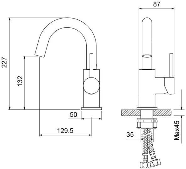 Смеситель для раковины Aquanet Europa без донного клапана матовый черный AQ1307MB