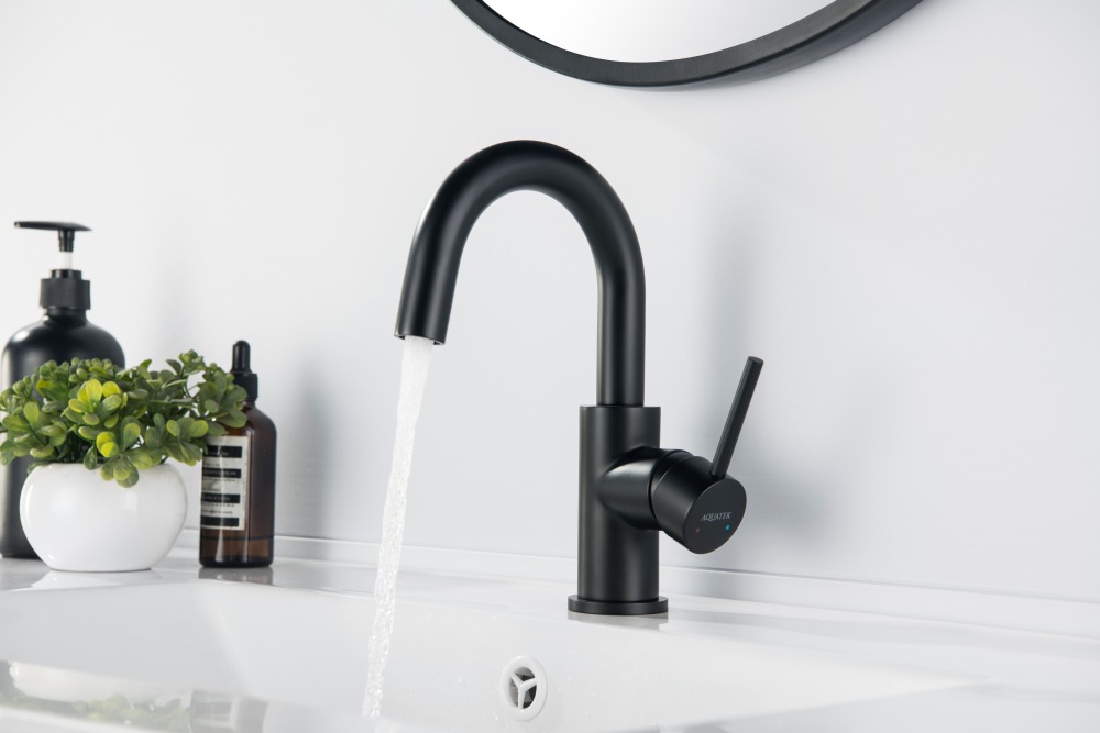 Смеситель для раковины Aquanet Europa без донного клапана матовый черный AQ1307MB