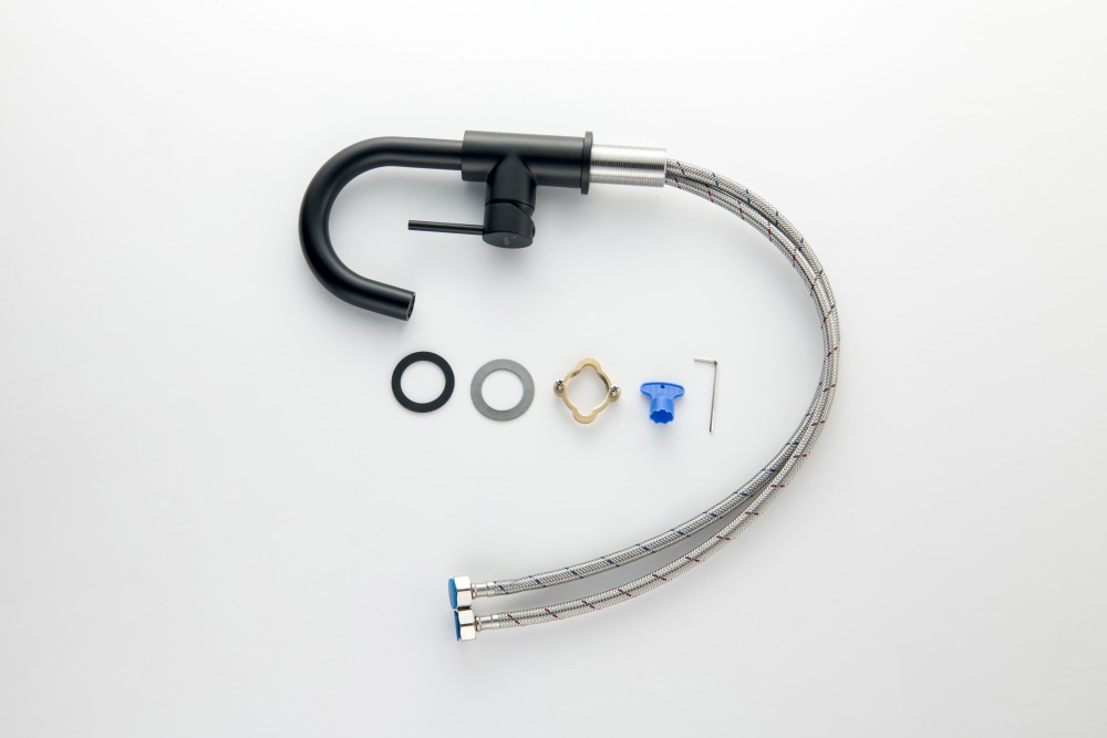 Смеситель для раковины Aquanet Europa без донного клапана матовый черный AQ1307MB