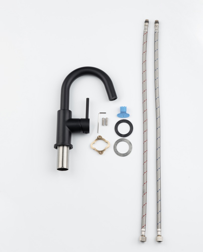 Смеситель для раковины Aquanet Europa без донного клапана матовый черный AQ1307MB