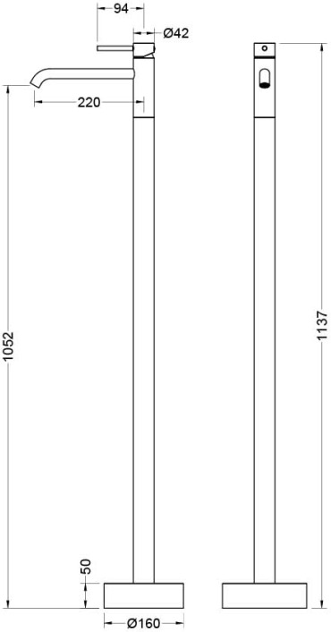 Смеситель для раковины напольный Aquanet Europa матовый черный AQ1309MB