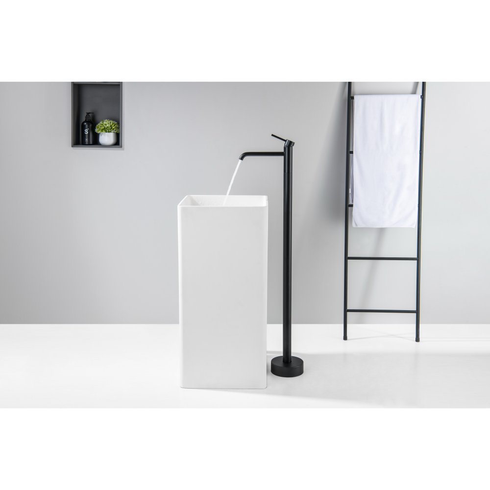 Смеситель для раковины напольный Aquanet Europa матовый черный AQ1309MB