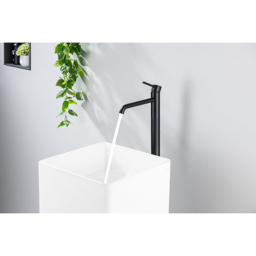 Смеситель для раковины напольный Aquanet Europa матовый черный AQ1309MB