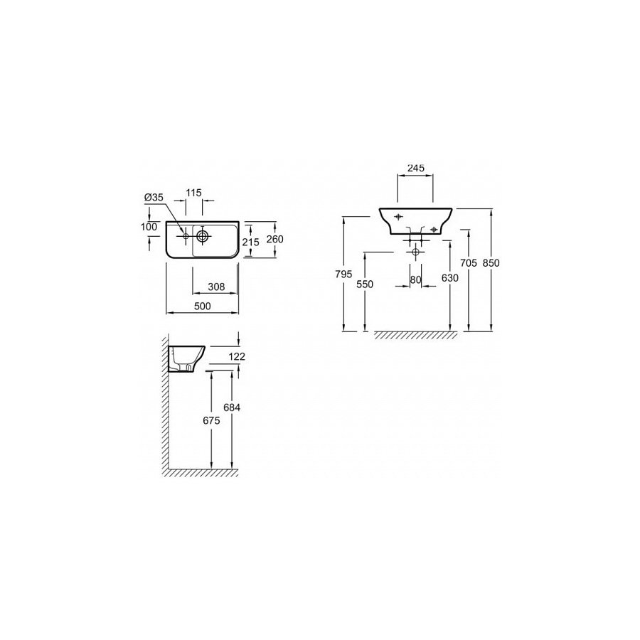 Рукомойник Jacob Delafon Struktura 50х25.5 см EGJ112-00