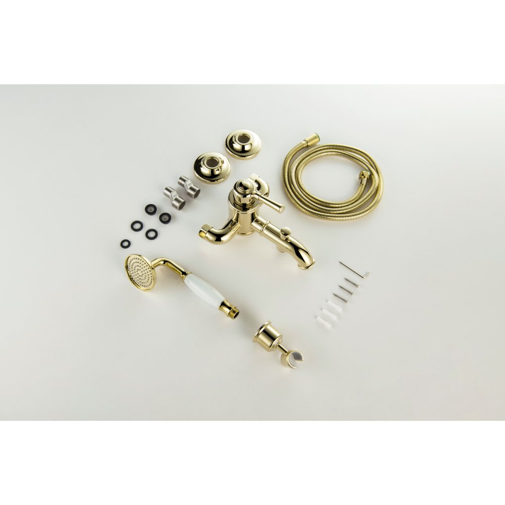 Смеситель для ванны Aquanet Классик с душевым набором полированное золото AQ1549PG