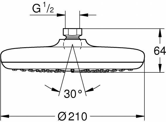 Верхний душ GROHE Tempesta 210 1 режим хром 26408000