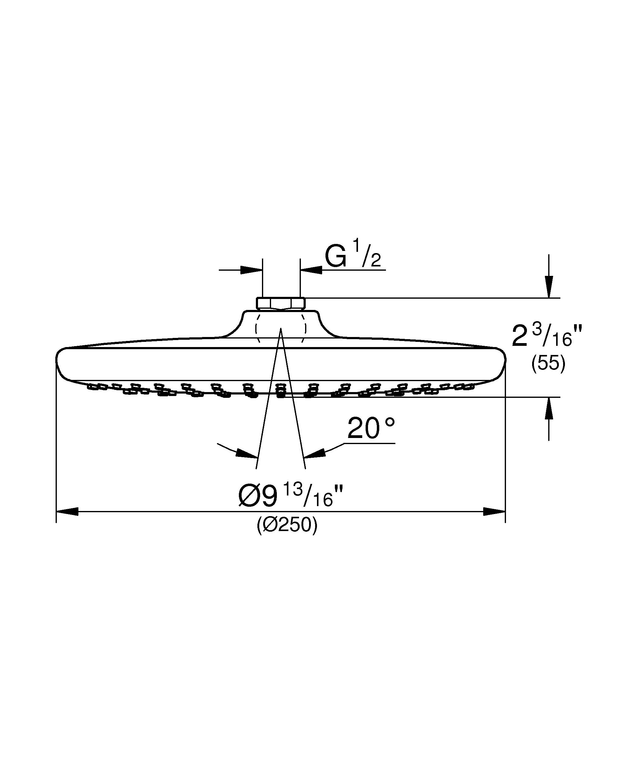 Верхний душ GROHE Tempesta 250 круглый хром/белый 26666000