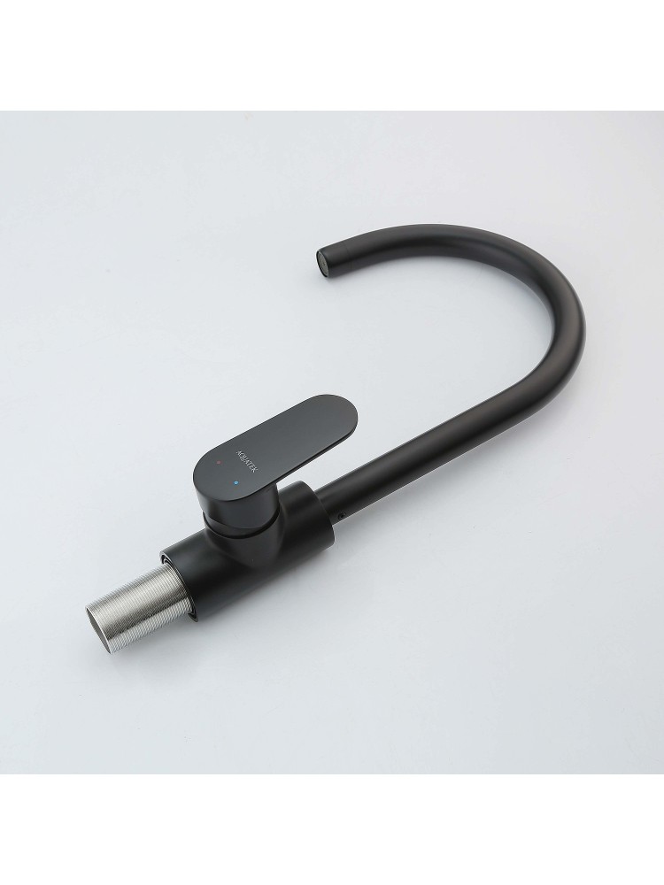 Смеситель для кухни Aquanet Ника полукруглый излив матовый черный AQ1882MB