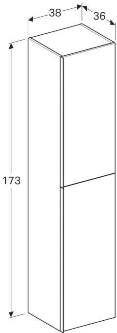 Шкаф-пенал Geberit Acanto 380х1730х360 мм лавовое стекло 500.619.JK.2