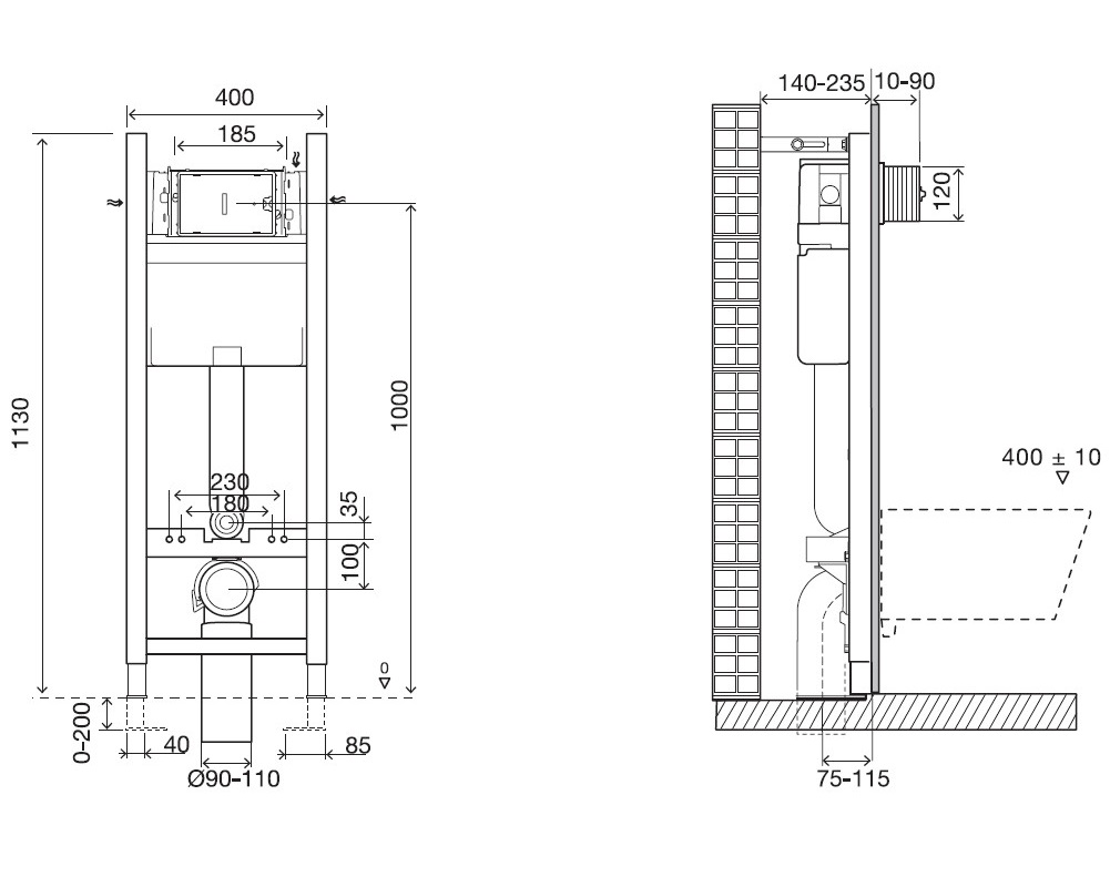 Унитаз подвесной с инсталляцией 40 см Jacob Delafon Vox сиденье тонкое микролифт клавиша хром E21770RU-00