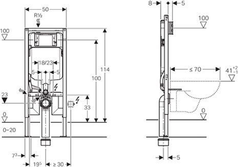 Инсталляция для подвесного унитаза Geberit Duofix 114 см бачок Sigma 8 см с крепежом 111.796.00.1