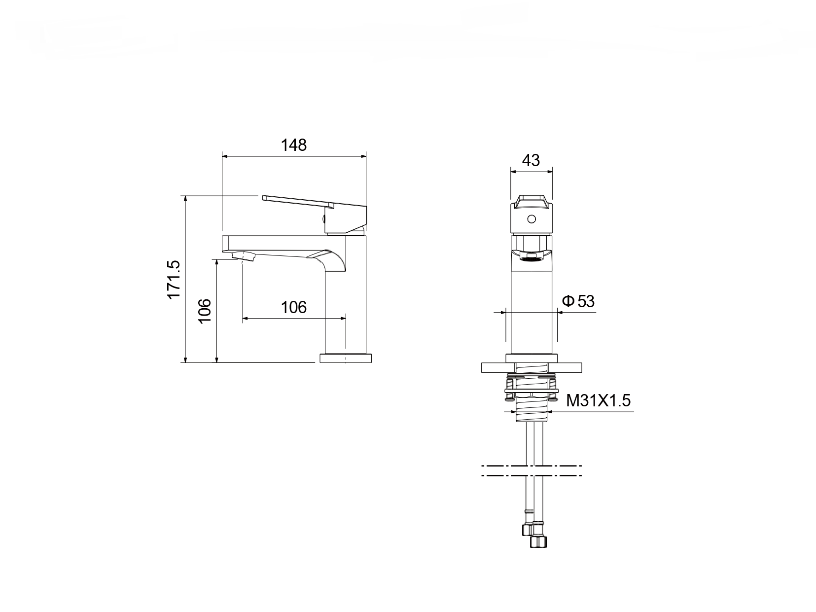 Смеситель для раковины Aquanet Лугано 106 мм без донного клапана хром AQ1710CR