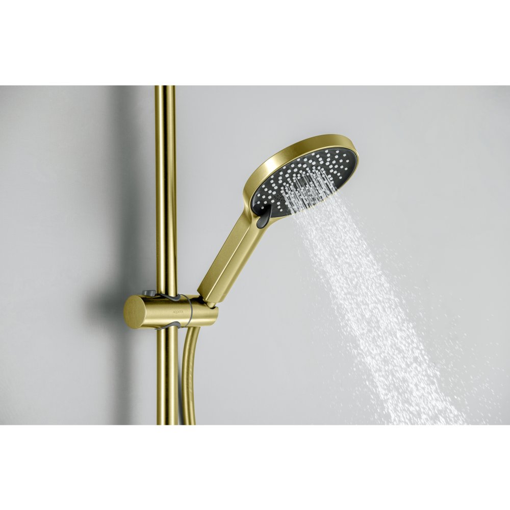 Смеситель для ванны Aquanet Лугано с душевым гарнитуром 3jet шлифованное золото AQ1748BG