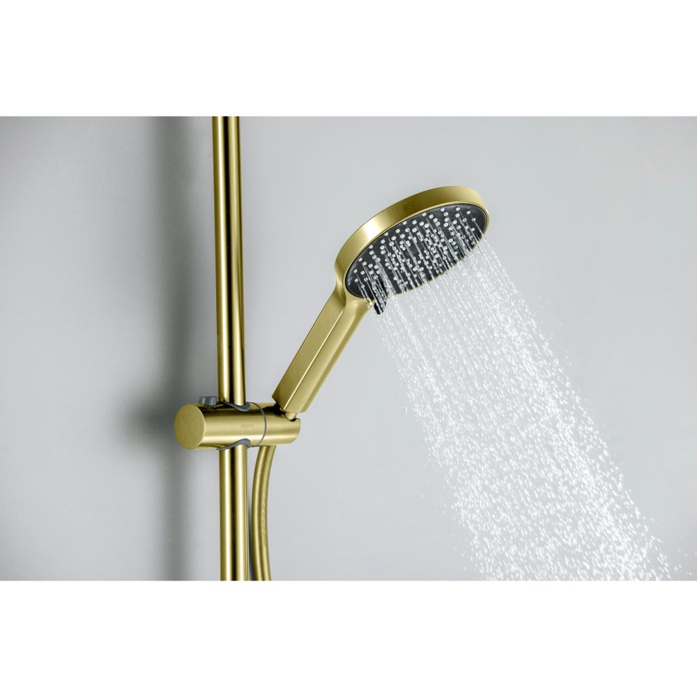 Смеситель для ванны Aquanet Лугано с душевым гарнитуром 3jet шлифованное золото AQ1748BG