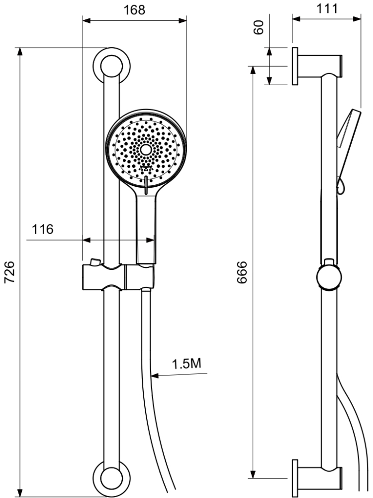 Душевой гарнитур Aquanet Лугано 3jet 65 см оружейная сталь AQ2022BGM