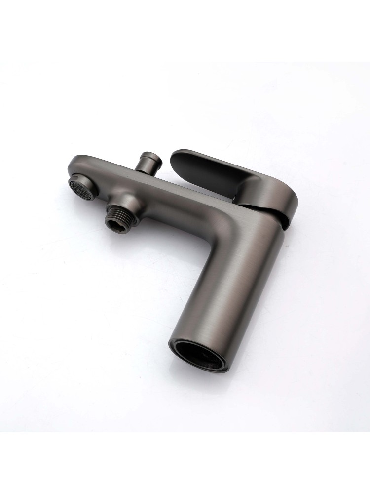 Смеситель на борт ванны Aquanet Ника на 1 отверстие оружейная сталь AQ1844BGM