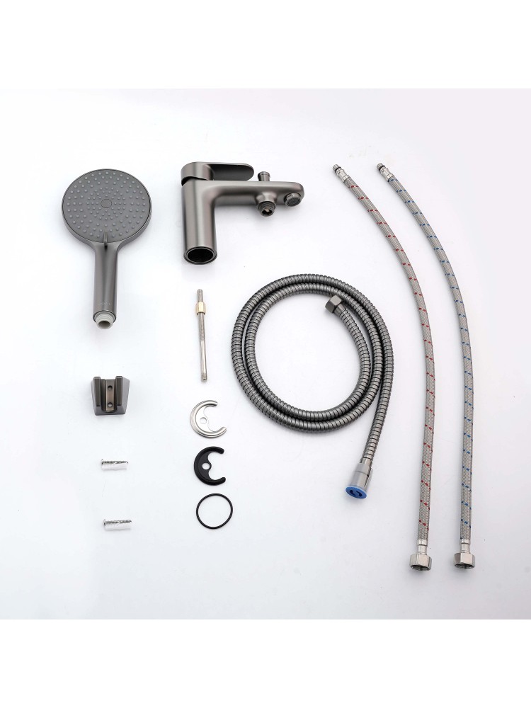 Смеситель на борт ванны Aquanet Ника на 1 отверстие оружейная сталь AQ1844BGM