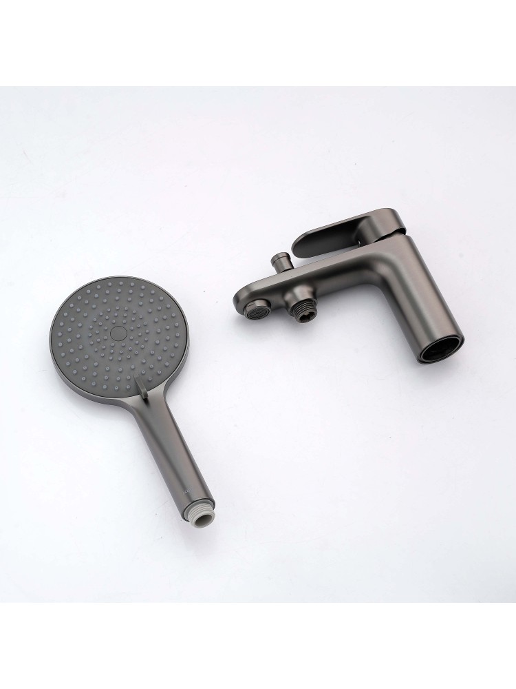 Смеситель на борт ванны Aquanet Ника на 1 отверстие оружейная сталь AQ1844BGM