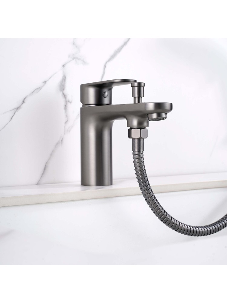 Смеситель на борт ванны Aquanet Ника на 1 отверстие оружейная сталь AQ1844BGM