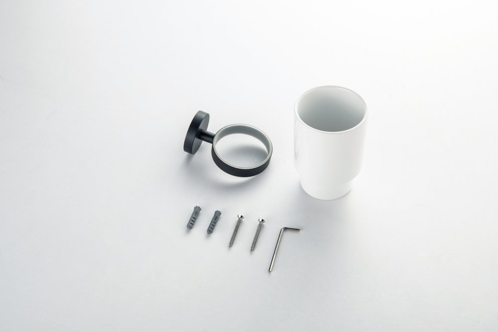 Стакан с держателем Aquatek БЕТТА матовый черный AQ4604MB