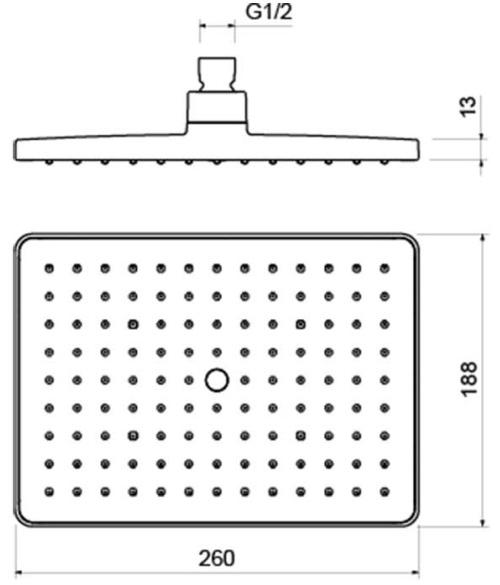 Верхний душ прямоугольный Aquanet 260x188x68 мм хром AQ2087CR