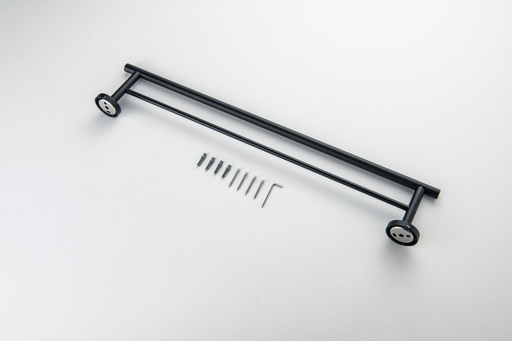 Полотенцедержатель двойной Aquanet Оберон 600 мм матовый черный AQ4230MB