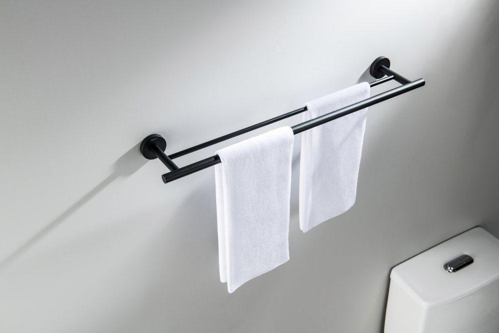 Полотенцедержатель двойной Aquanet Оберон 600 мм матовый черный AQ4230MB