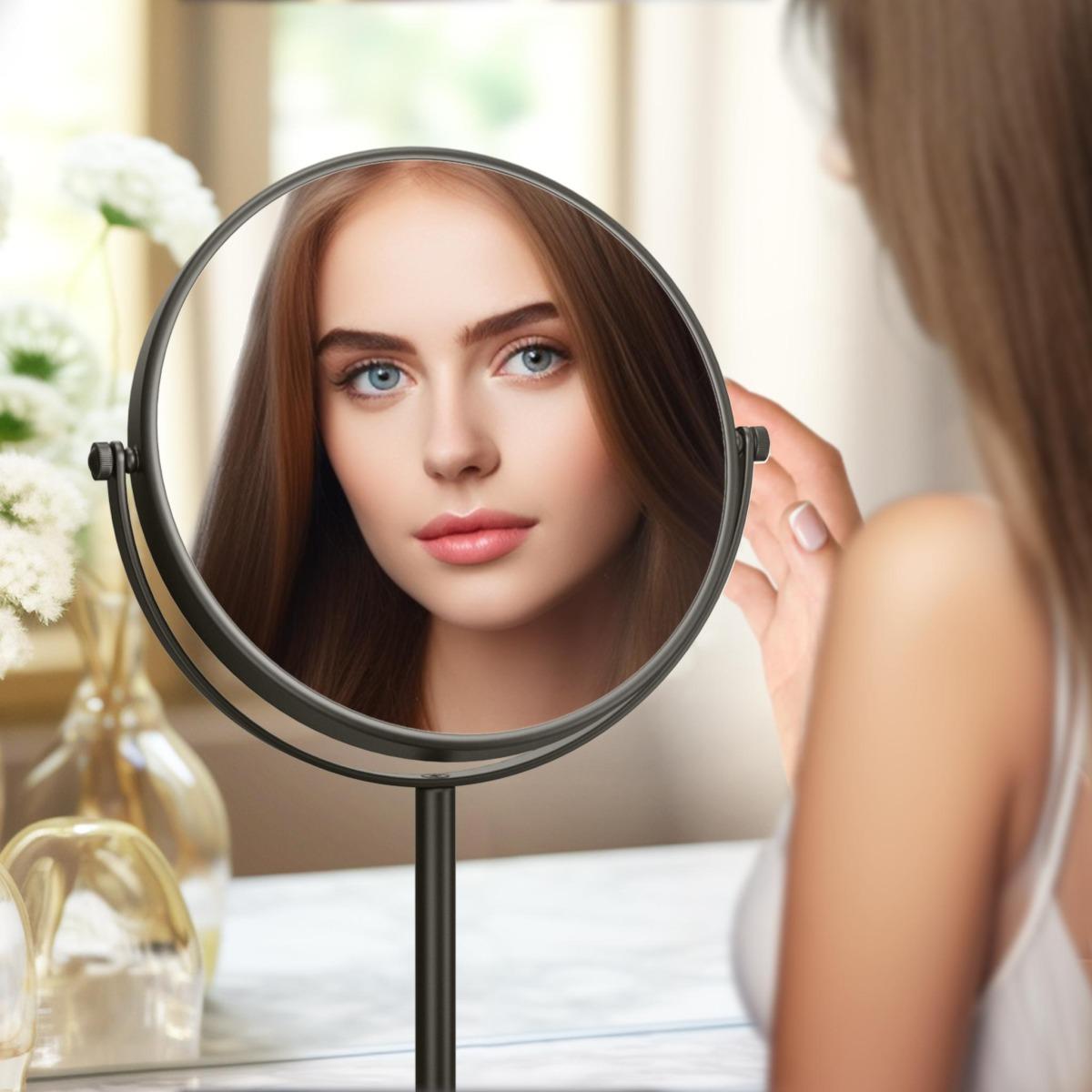 Зеркало косметическое настольное Aquanet 5x увеличение матовый черный AQ4914MB