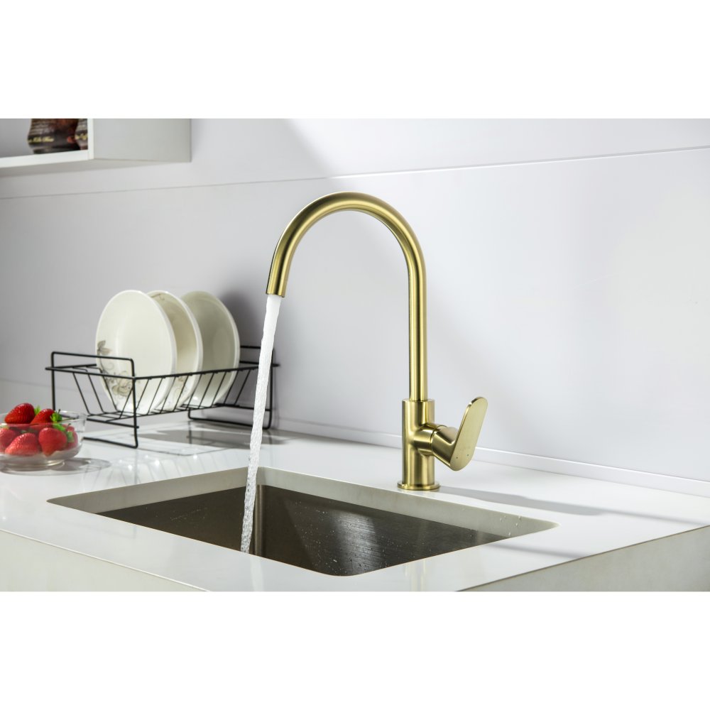 Смеситель для кухни Aquanet Oberon шлифованное золото AQ1282BG