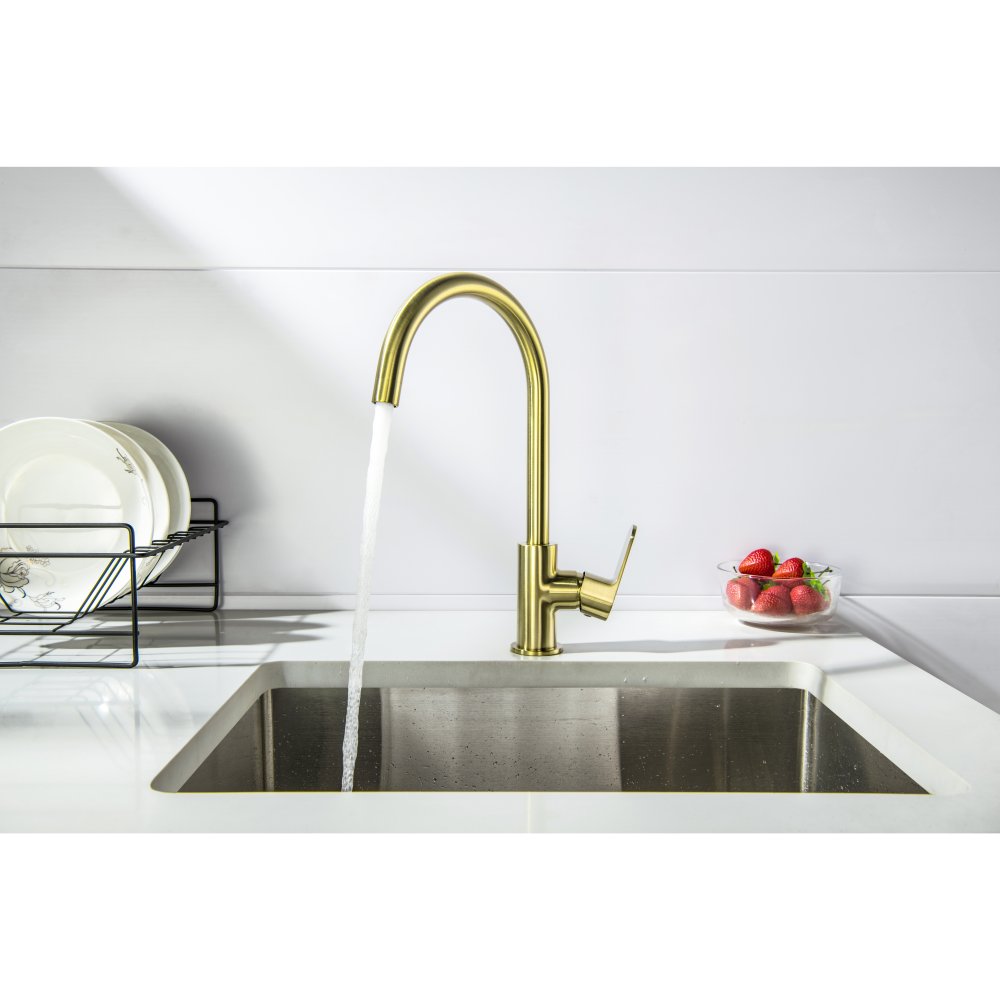 Смеситель для кухни Aquanet Oberon шлифованное золото AQ1282BG