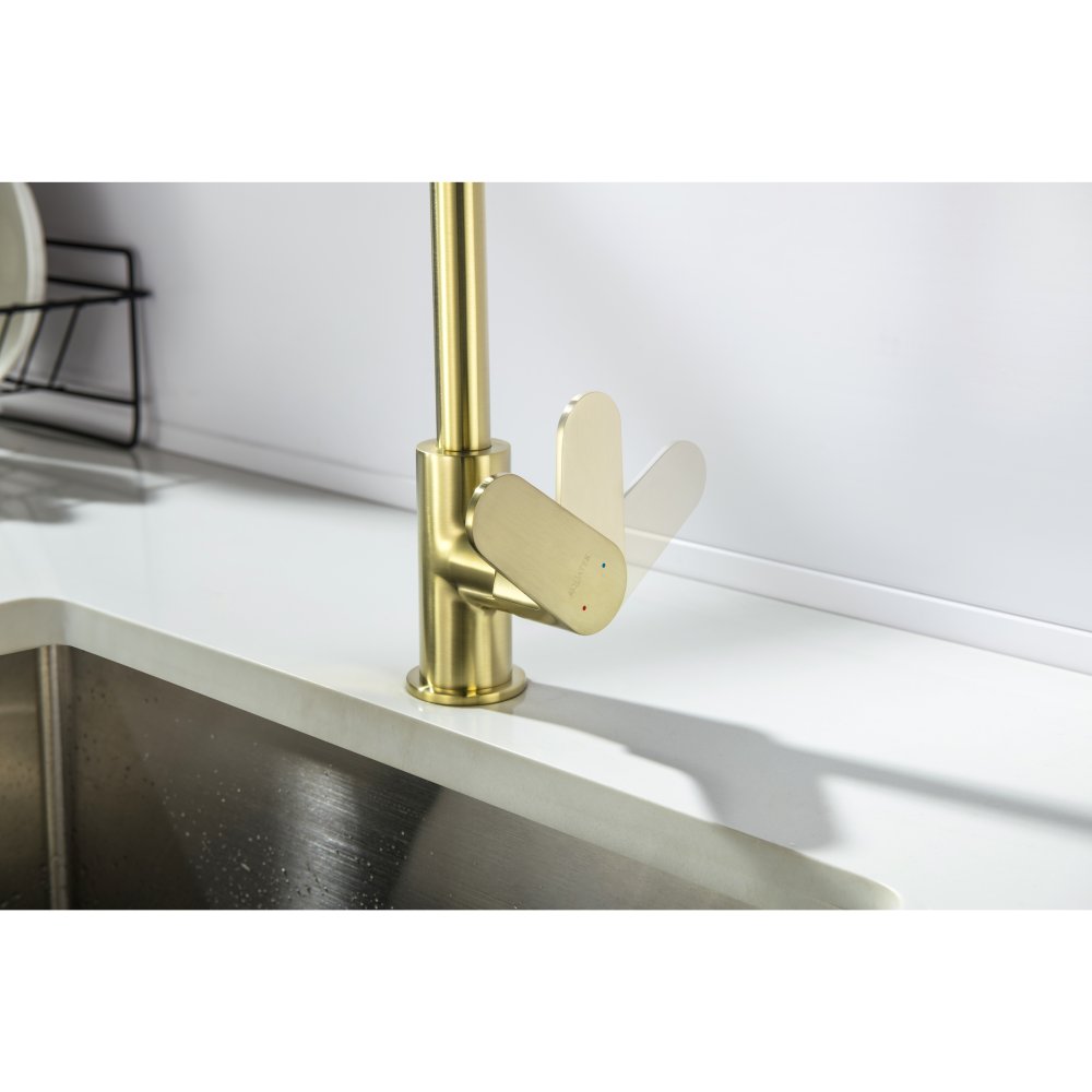 Смеситель для кухни Aquanet Oberon шлифованное золото AQ1282BG