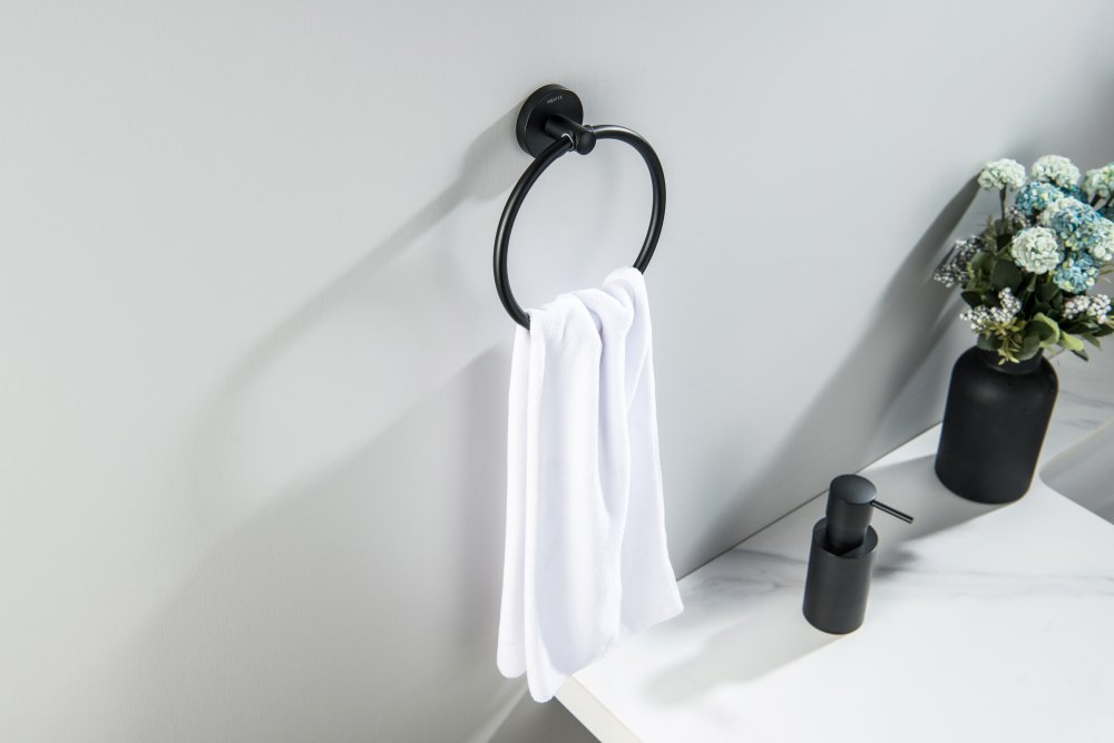 Полотенцедержатель-кольцо Aquatek Оберон матовый черный AQ4212MB