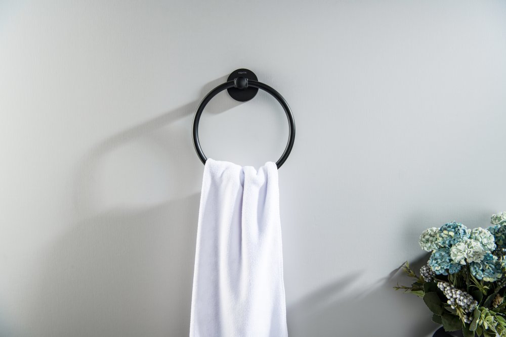 Полотенцедержатель-кольцо Aquatek Оберон матовый черный AQ4212MB