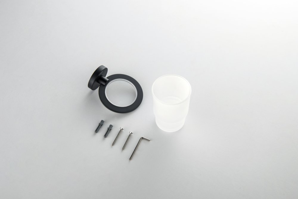 Стакан с держателем Aquanet Оберон матовый черный AQ4204MB