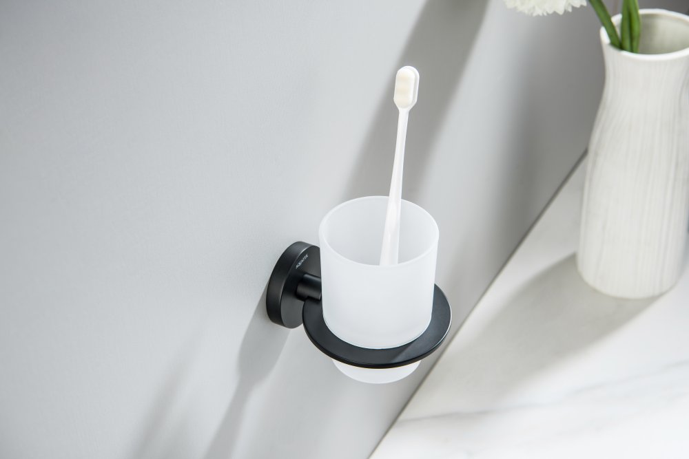 Стакан с держателем Aquanet Оберон матовый черный AQ4204MB