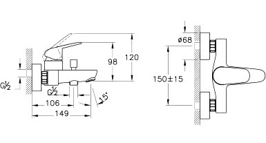 Набор смесителей 3 в 1 VitrA Flow Round (для раковины, для ванны, душевой гарнитур) A42302EXP