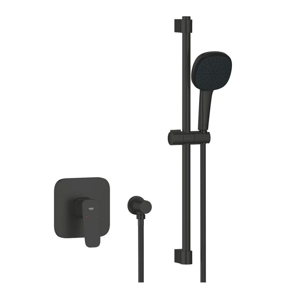 Душевой комплект GROHE CUBEO со смесителем скрытого монтажа и гарнитуром Tempesta Cube 110 матовый черный 1053352430