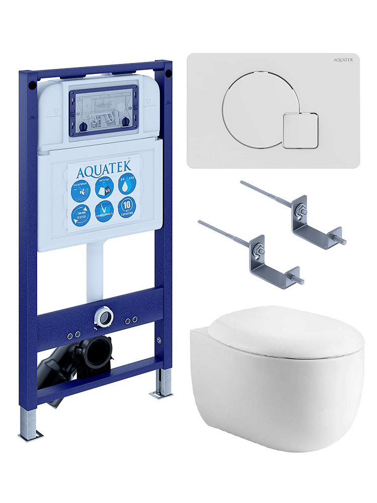 Комплект инсталляции 4 в 1 AQUATEK Альтаир (рама INS-0000025, кнопка KDI-0000066, унитаз AQ1980-00) cm-066