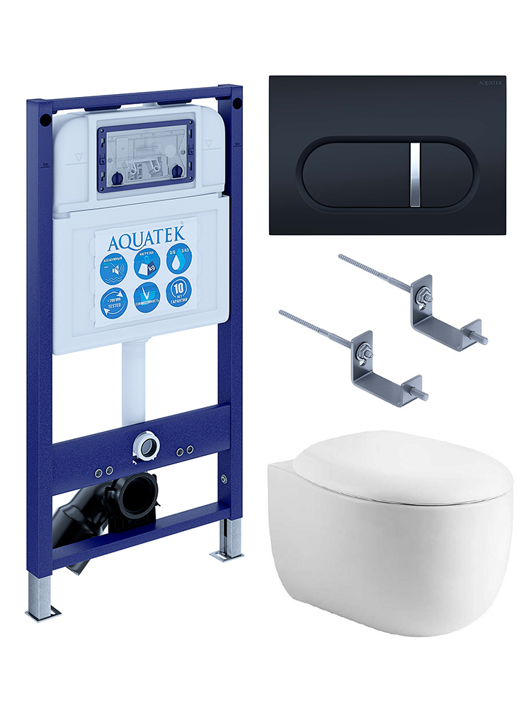 Комплект инсталляции 4 в 1 AQUATEK Альтаир (рама INS-0000025, кнопка KDI-0000045, унитаз AQ1980-00) cm-045