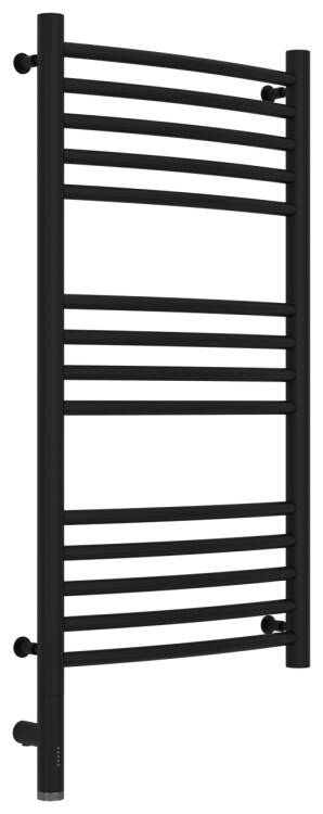 Полотенцесушитель электрический Сунержа Богема 3.0 выгнутая 800x400 мм МЭМ нижнее слева черный матовый 31-5802-8040