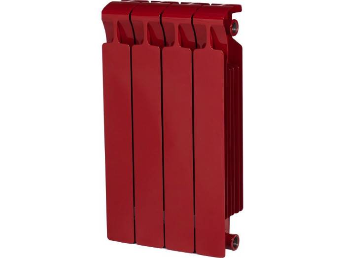 Радиатор биметаллический RIFAR Monolit 500 4 секции боковое подключение бордо M50004