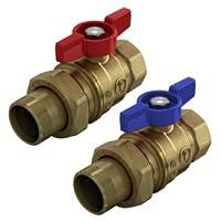 Комплект из двух шаровых кранов Giacomini R859 1 x 1 с синей и красной ручкой R859KY007